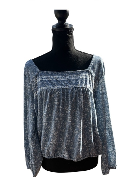 Lucky Brand Tops - Lucky Brand Floral Peasant Top Blue Boho Square Neck Blouse NWT Large